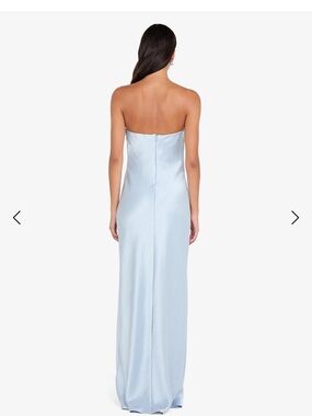 bec + bridge Strapless Pale Blue Satin Column Gown